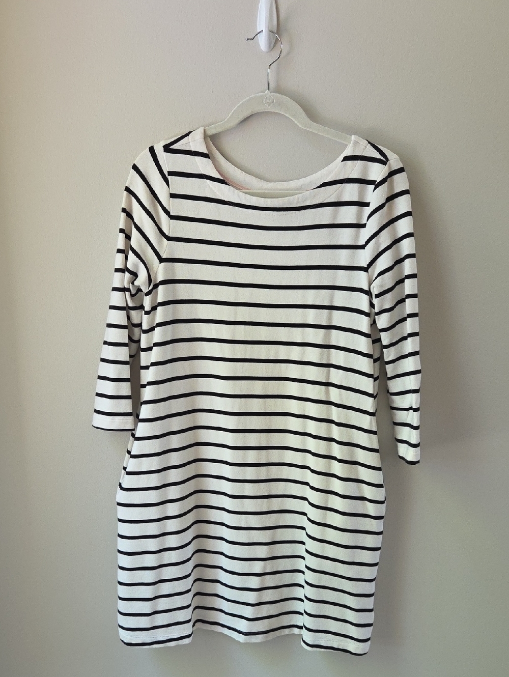 A New Day Striped Dress 3/4‎ Sleeves Womens Medium Black And White